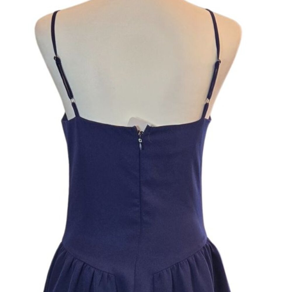 Women's Midi Dress W/ Voluminous Skirt, Adjustable Straps & Pockets  Sz: M Navy - Picture 8 of 16